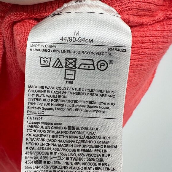 Banana Republic Coral Pink Linen Blend V-Neck Sweater Women's Medium - Picture 3 of 4